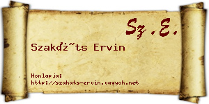 Szakáts Ervin névjegykártya